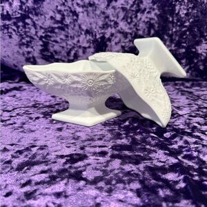 Vintage Milk Glass Winburn Pattern by Fostoria Diamond Shape Footed Bowl